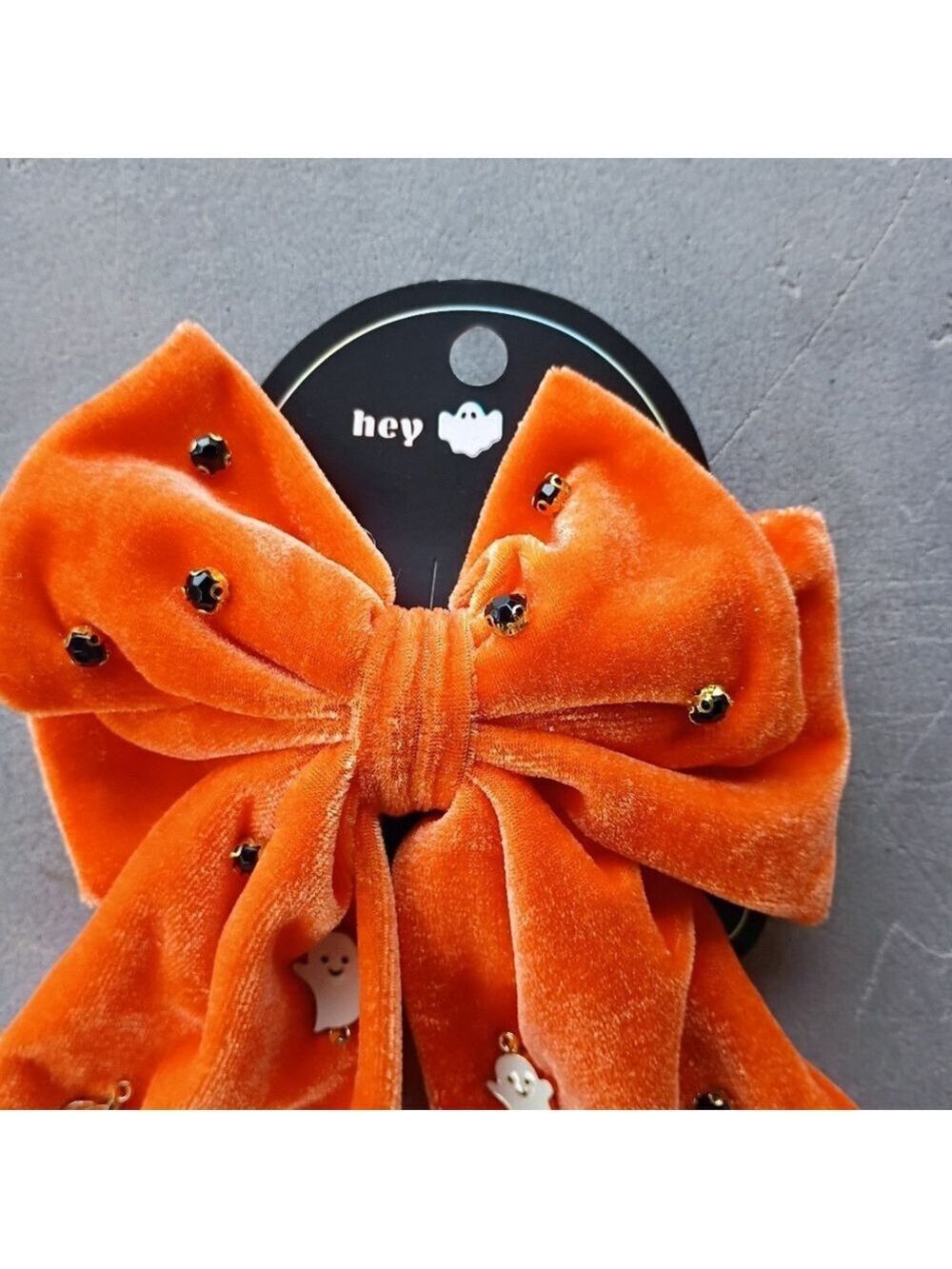 ๐ป Halloween Velvet Bow Hair Clip - Orange - Picture 2 of 6